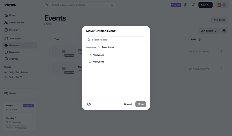Vimeo screen example