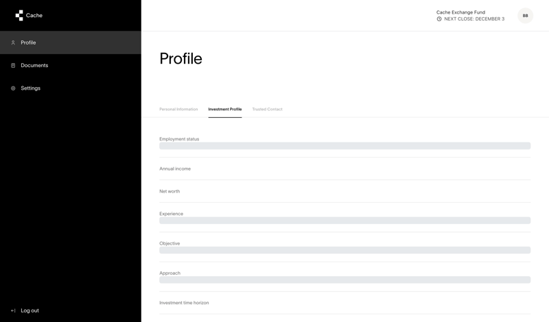 Cache screen example