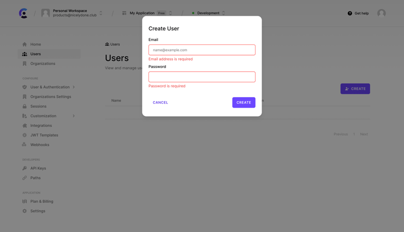 Clerk screen example