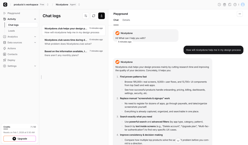 Chatbase screen example
