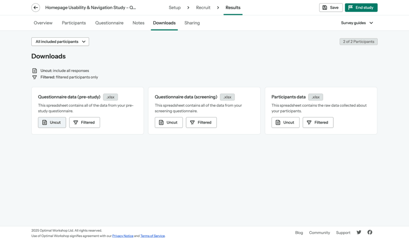 Optimal screen example