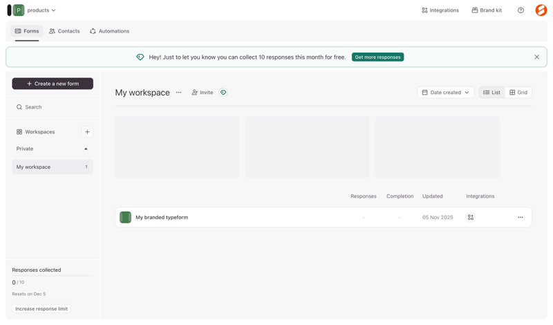 Typeform screen example