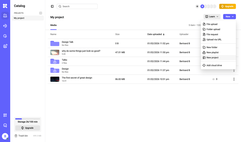 Kinescope screen example