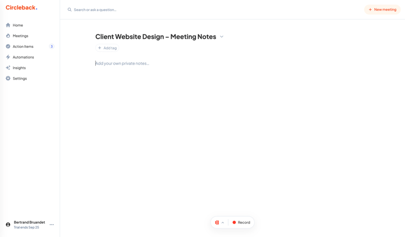 Circleback
			    ux ui design