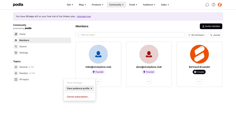 Podia
			      ux ui design