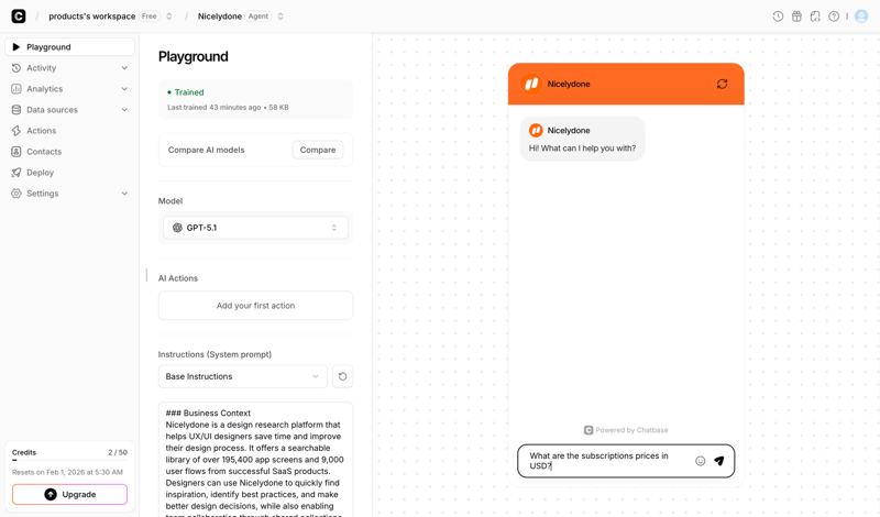 Chatbase screen example