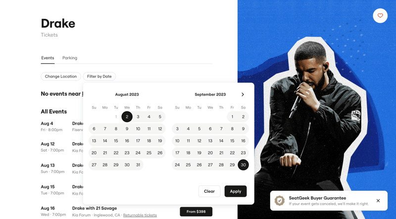 SeatGeek
			        ux ui design