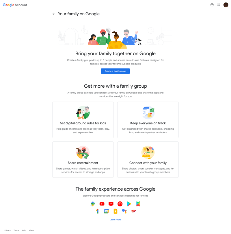 Google Account screen example