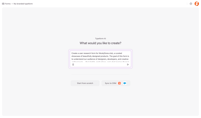 Typeform screen example