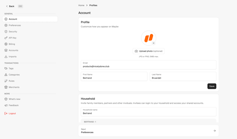 Maybe Finance screen example
