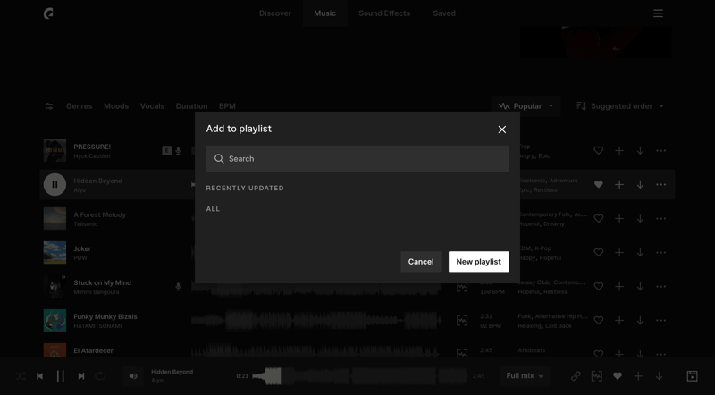 Epidemic Sound
			   ux ui design