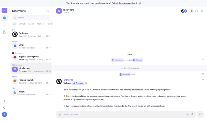 Orchestra screen example