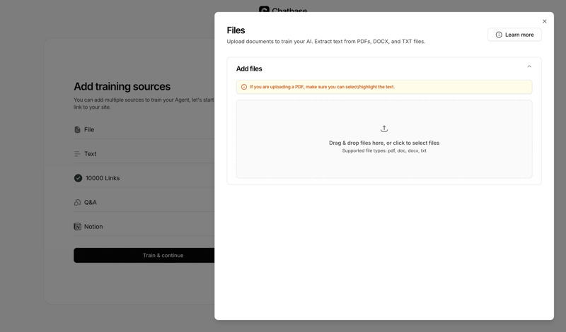 Chatbase screen example