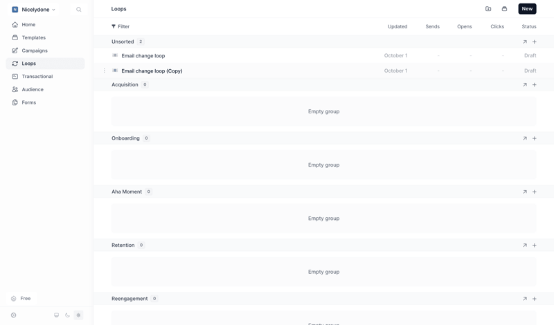 Loops screen example