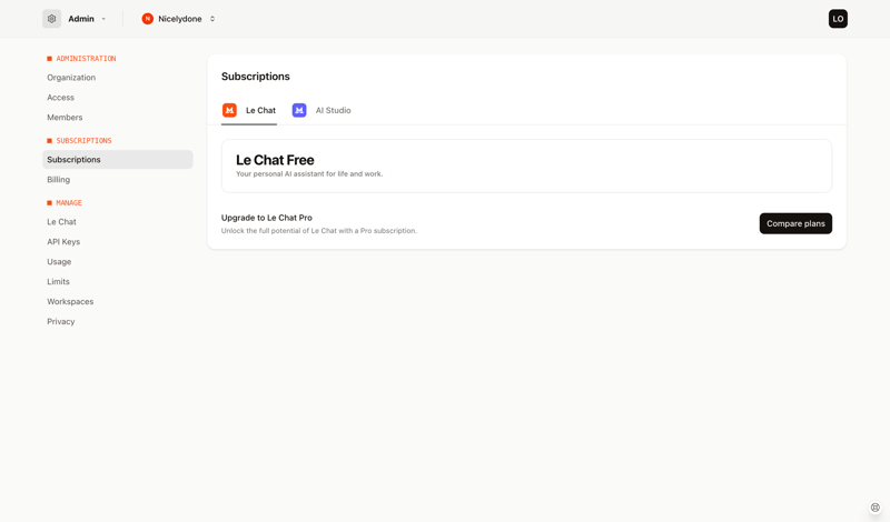 Mistral screen example