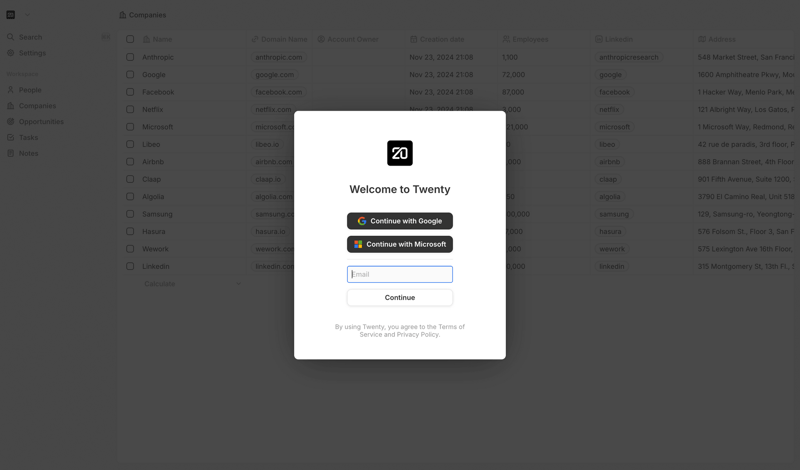 Twenty screen example