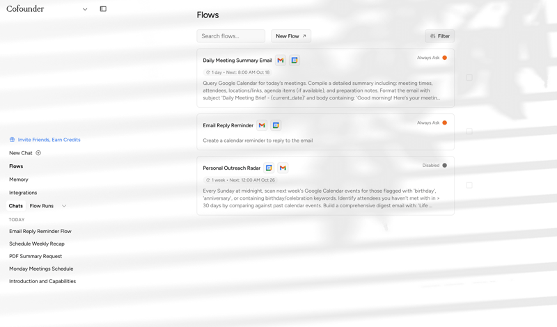 Cofounder screen example