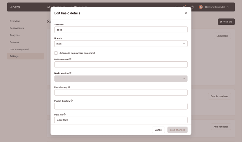 Kinsta screen example