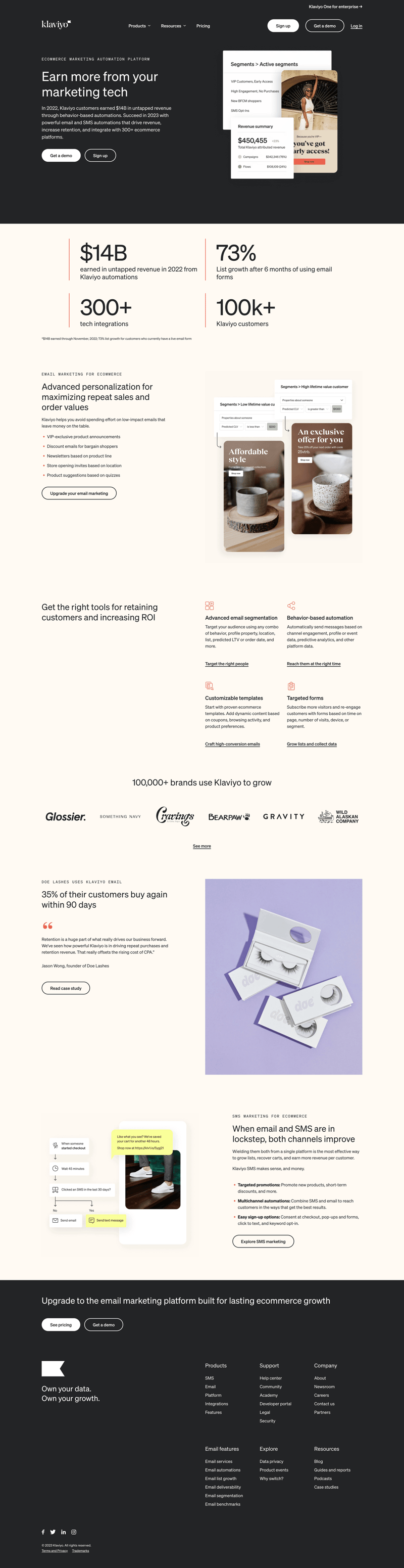 Klaviyo
				 page example