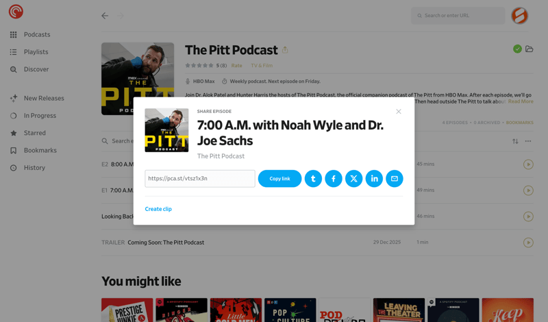 Pocket Casts screen example
