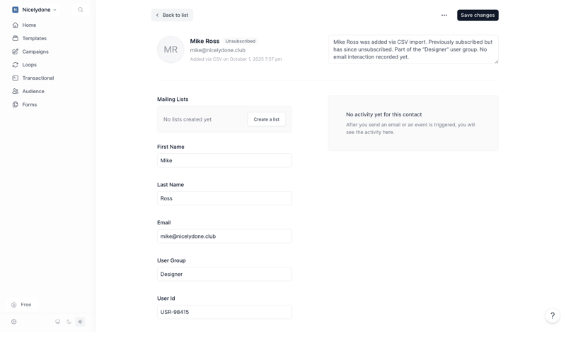 Loops screen example