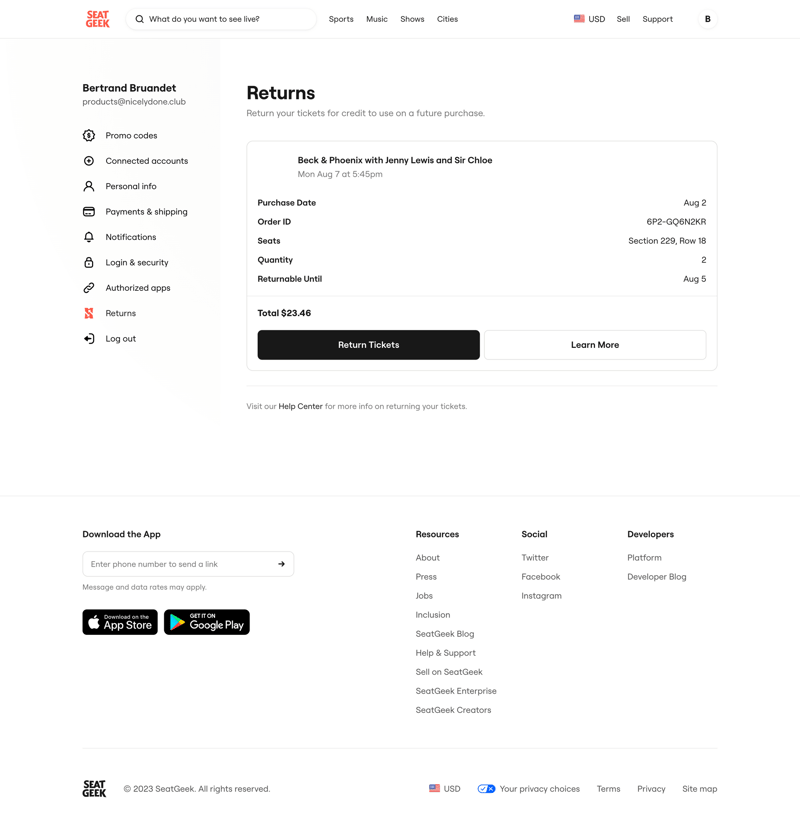 SeatGeek
			     ux ui design