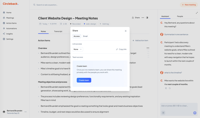 Circleback
			    ux ui design