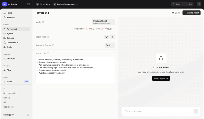 Mistral screen example