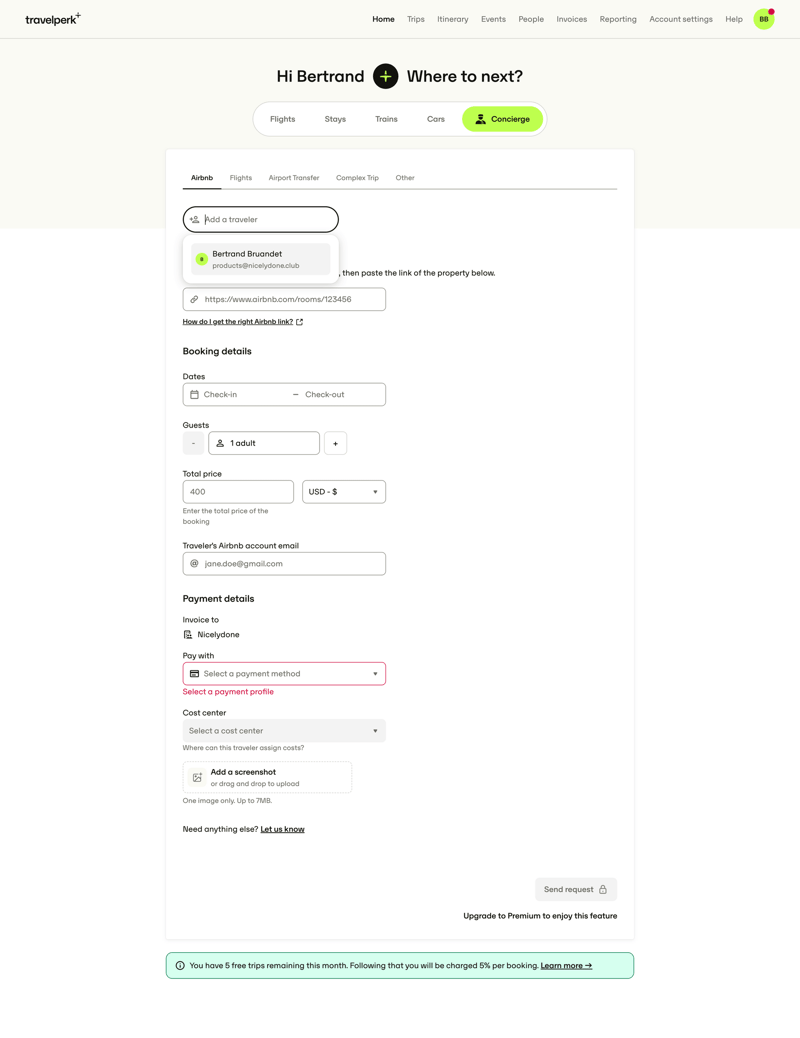 Travelperk screen example