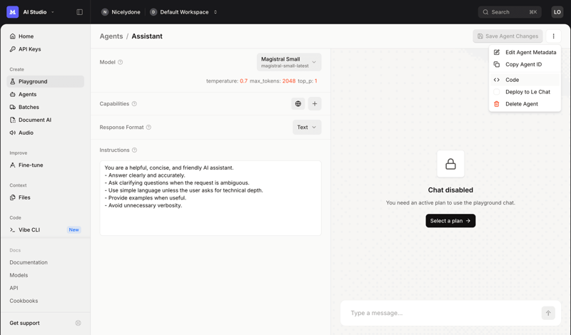 Mistral screen example