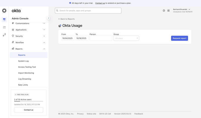 Okta screen example