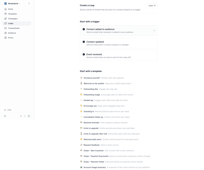 Loops screen example