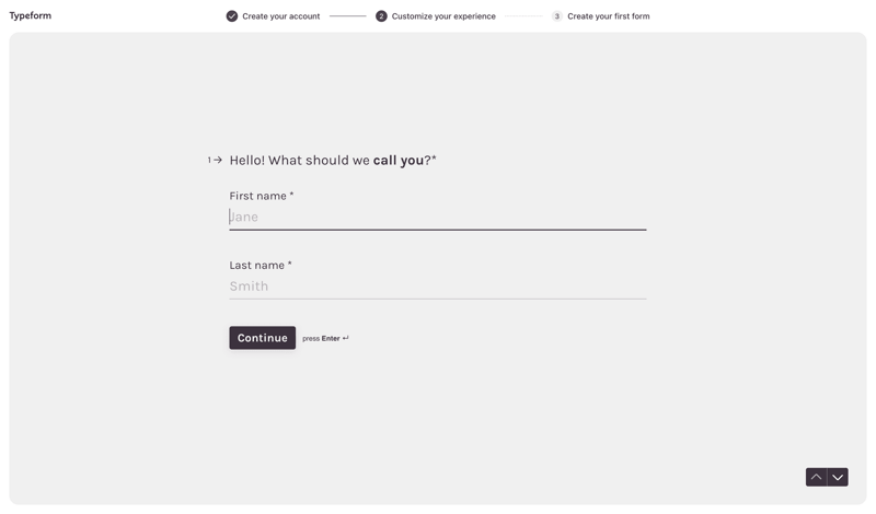 Typeform screen example