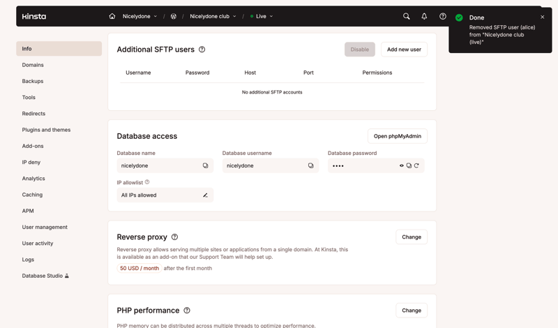 Kinsta screen example