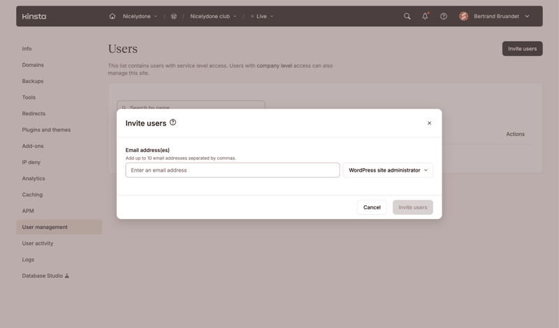 Kinsta screen example