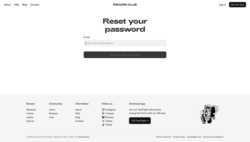 Record club
			          ux ui design