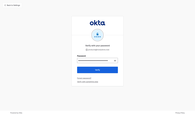 Okta screen example