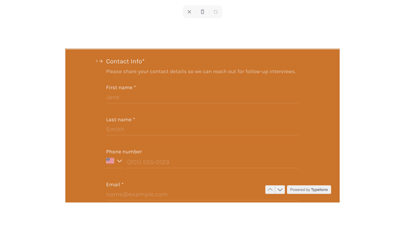 Typeform screen example