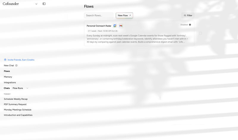 Cofounder screen example