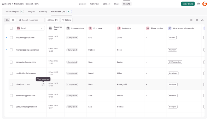 Typeform screen example