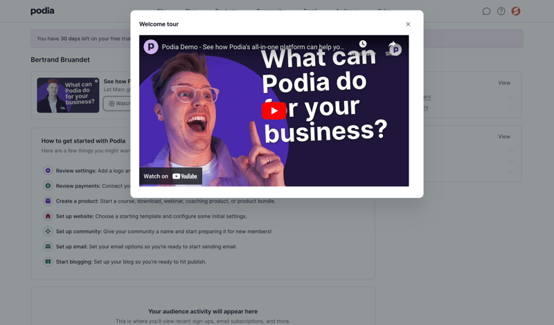 Podia
			     ux ui design