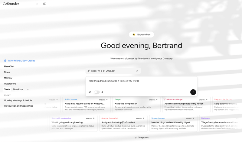 Cofounder screen example