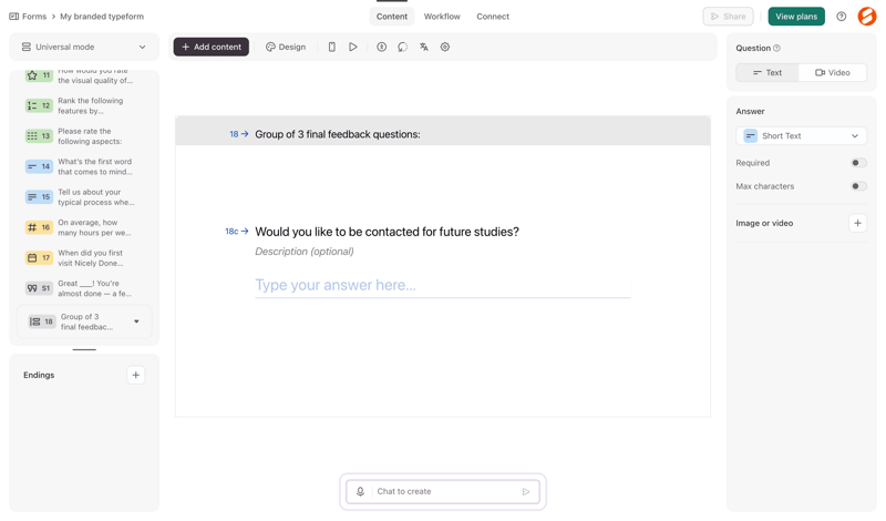 Typeform screen example