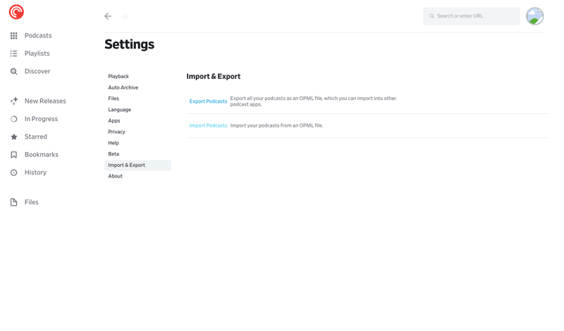 Pocket Casts screen example