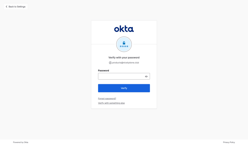 Okta screen example