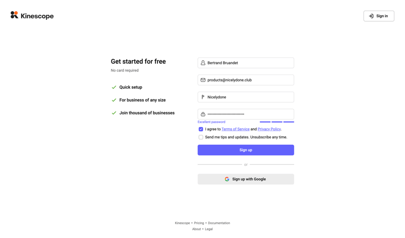 Kinescope screen example