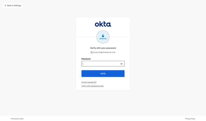 Okta screen example