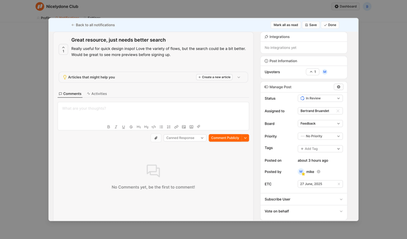 FeatureOS screen example