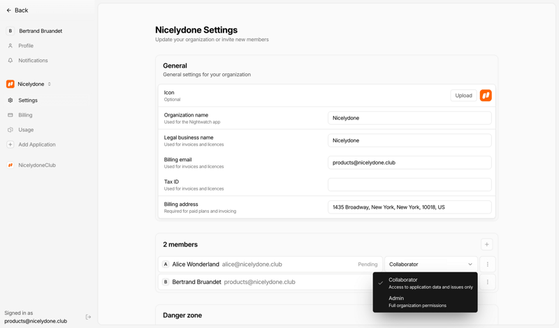 Nightwatch screen example
