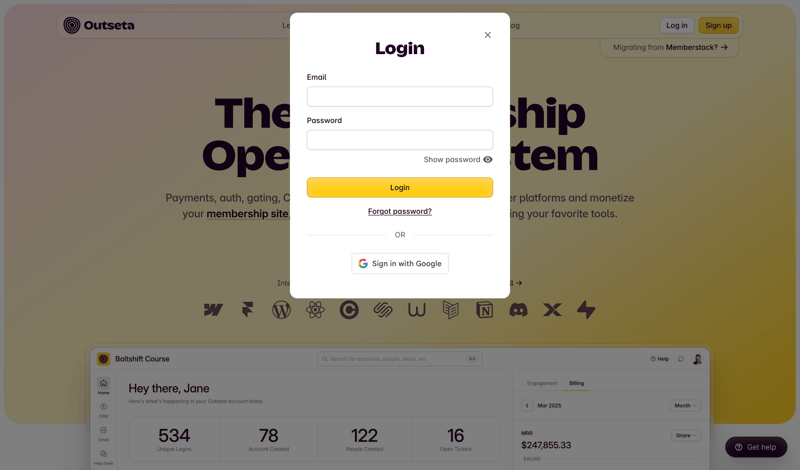 Outseta
			     ux ui design